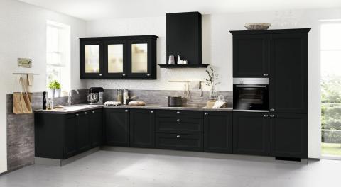 Nolte Küchen WINDSOR LACK in Schwarz Softlack ohne Elektrogeräte