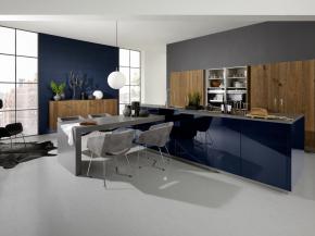 Nolte Nova Lack 73T - Tiefblau Hochglanz / Legno 59T - Eiche Trüffel
