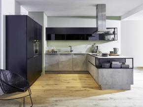 Nolte Küche Stone Beton mit Feel Schwarz